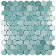Mozaic de sticla - LUX TUQUOISE HEX 35*35mm Mozaic de sticla - LUX TUQUOISE HEX 35*35mm