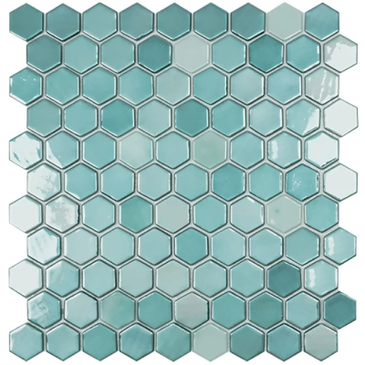 Mozaic de sticla - LUX TUQUOISE HEX 35*35mm Mozaic de sticla - LUX TUQUOISE HEX 35*35mm